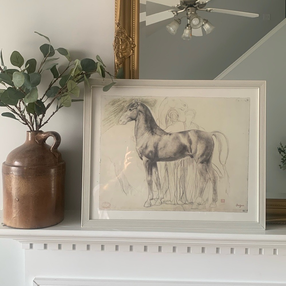 Edgar Degas exhibition poster - Study of a horse with figures vintage print